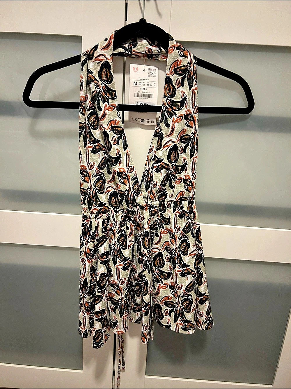 Zara Paisley halter top Size Medium NWT